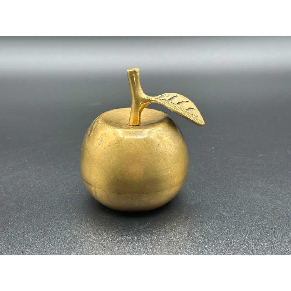 Vintage Solid Brass Apple Bell Teacher Gift Mid Century Modern Decor 3.25in